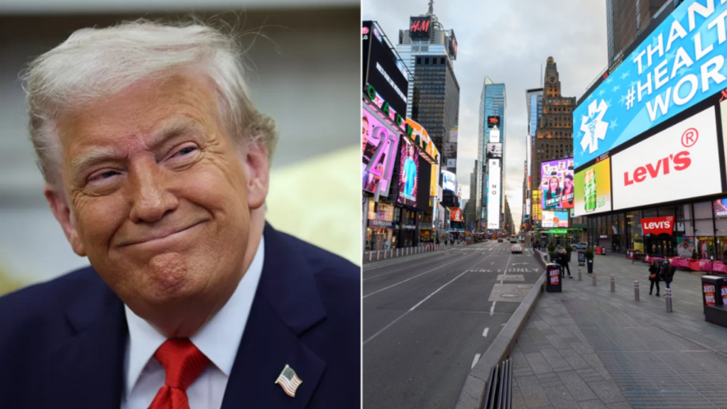 Times Square billboard pops up rallying around ‘historic’ Trump accomplishment during first 100 days Times Square billboard pops up rallying around ‘historic’ Trump accomplishment during first 100 days