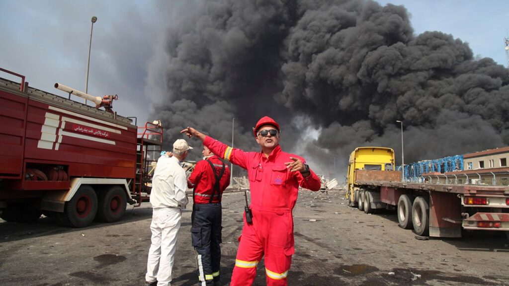 A massive explosion at an Iranian port linked to missile fuel shipment kills 5, injures over 700 A massive explosion at an Iranian port linked to missile fuel shipment kills 5, injures over 700