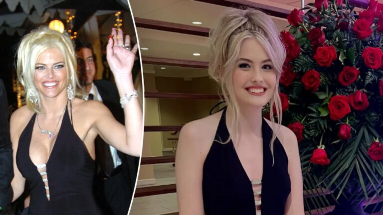 Dannielynn Birkhead channels late mother Anna Nicole Smith in black dress