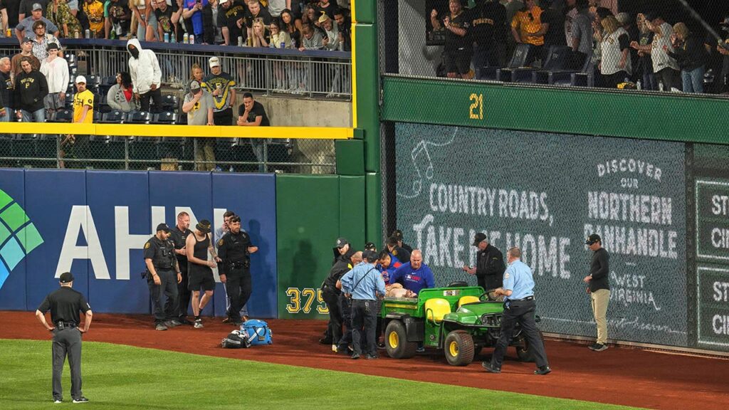 Pirates fan ‘awake and alert’ after crashing onto field in fall Pirates fan ‘awake and alert’ after crashing onto field in fall
