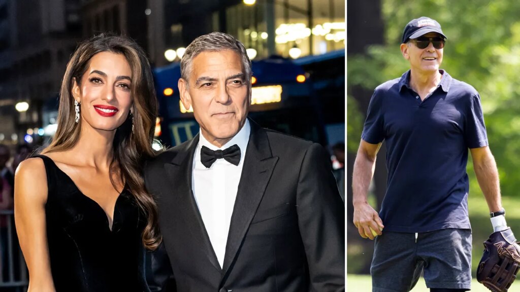 George Clooney plays softball in Central Park as family faces US restrictions George Clooney plays softball in Central Park as family faces US restrictions