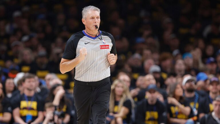 NBA referee Scott Foster bloodied after taking hit to face in playoff game