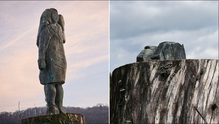 Melania Trump statue sawed off at ankles and stolen from Slovenian hometown