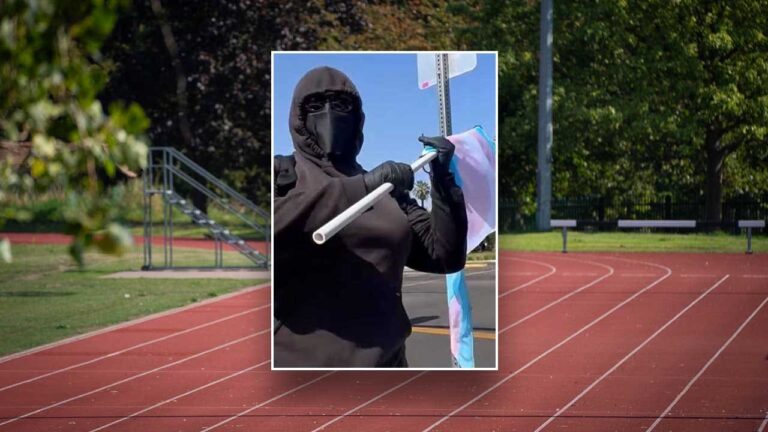 WATCH: LGBTQ protester arrested for flag pole assault at California track meet