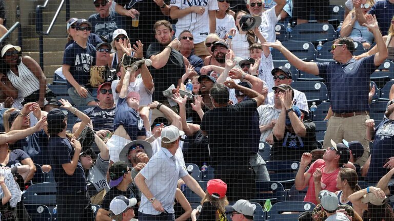Dad makes incredible catch while daughter covers his eyes at Yankees game