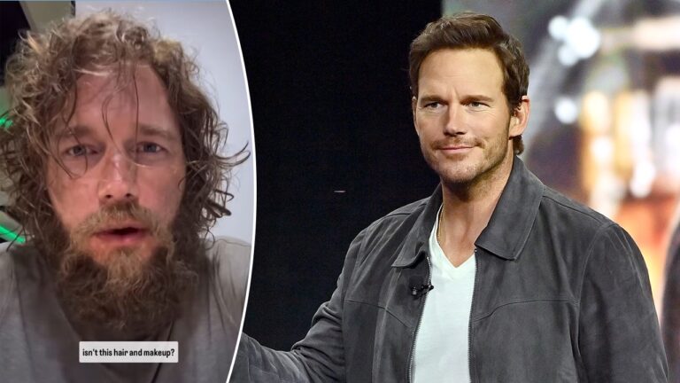 Chris Pratt shows off dramatic transformation with fake mustache on set