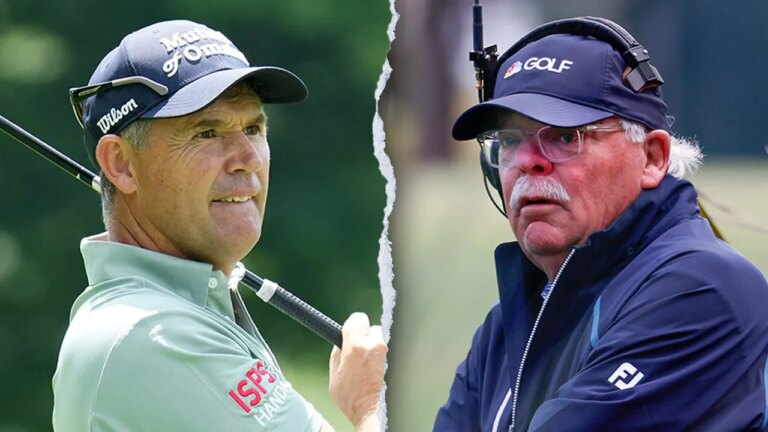 Padraig Harrington confronts reporter over golf etiquette at US Senior Open