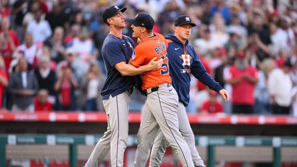 Astros win in extras after Hunter Brown-Zach Neto confrontation clears benches