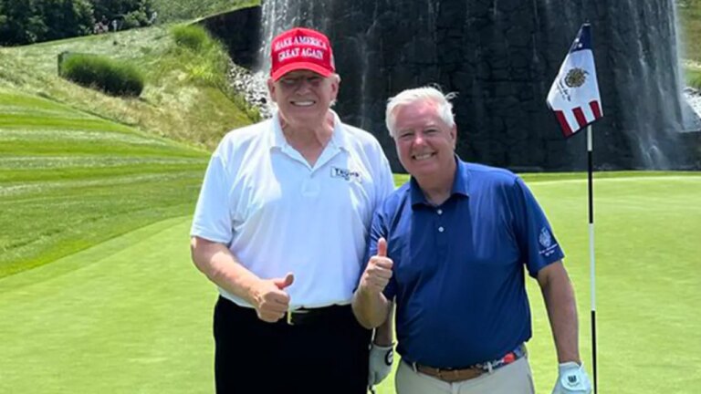 Trump golfs with GOP leaders as Senate races to pass bill by July 4