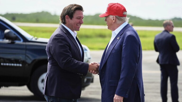 Former rivals Trump and DeSantis showcase renewed unity at Florida facility